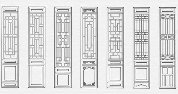 霍山常用中式仿古花窗图案隔断设计图